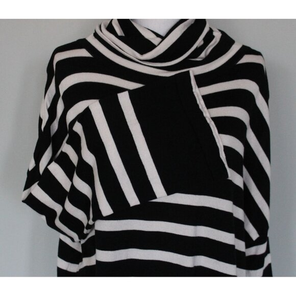 PLANET By LAUREN G Black & Cream Striped Turtleneck Sweater, One Size XS S M L - Picture 6 of 13